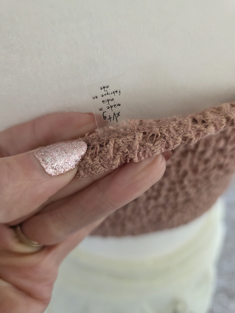 Lace Strapless Crop Top in Dusty Rose - Picture 5 of 7